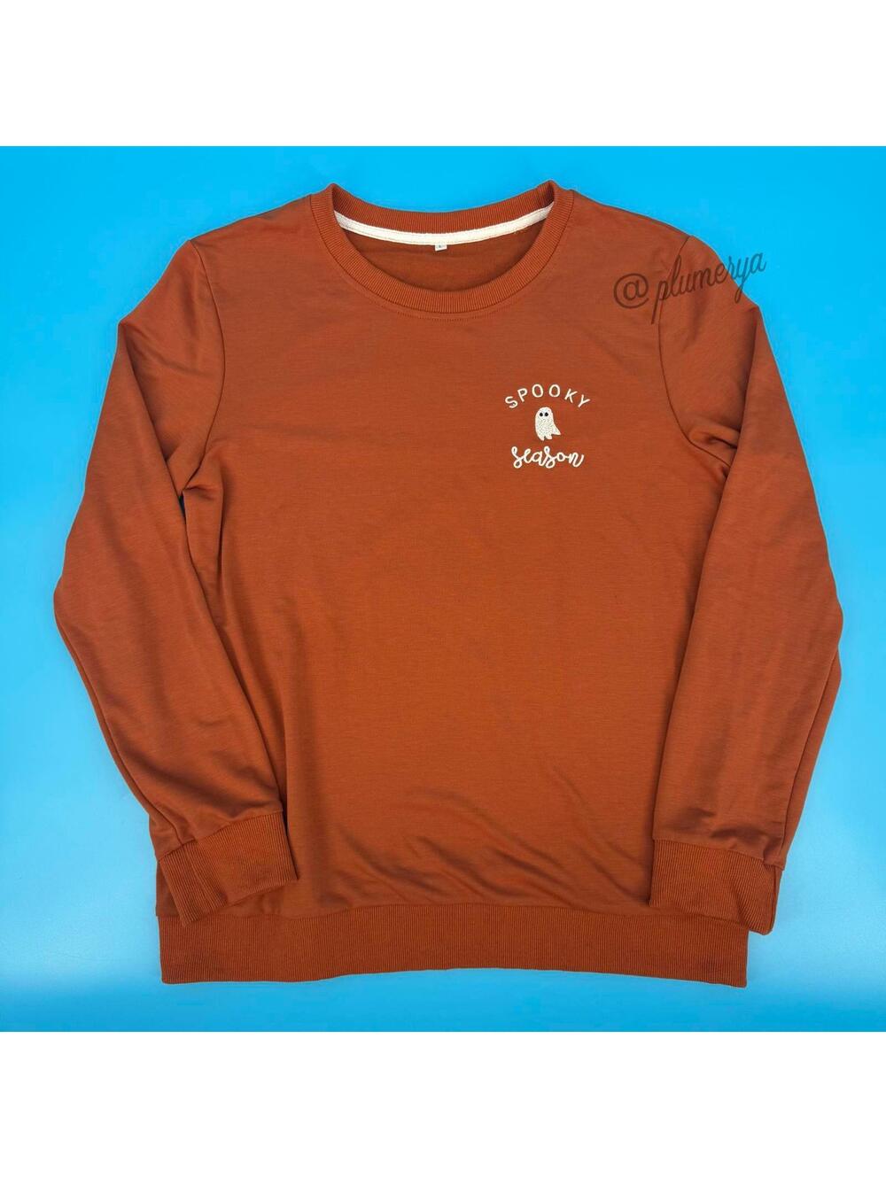 Spooky Season Halloween Fall Autumn Ghost Women's Soft Stretch Sweatshirt Size L